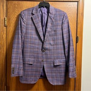 Elegant Purple Checkered Men's Blazer